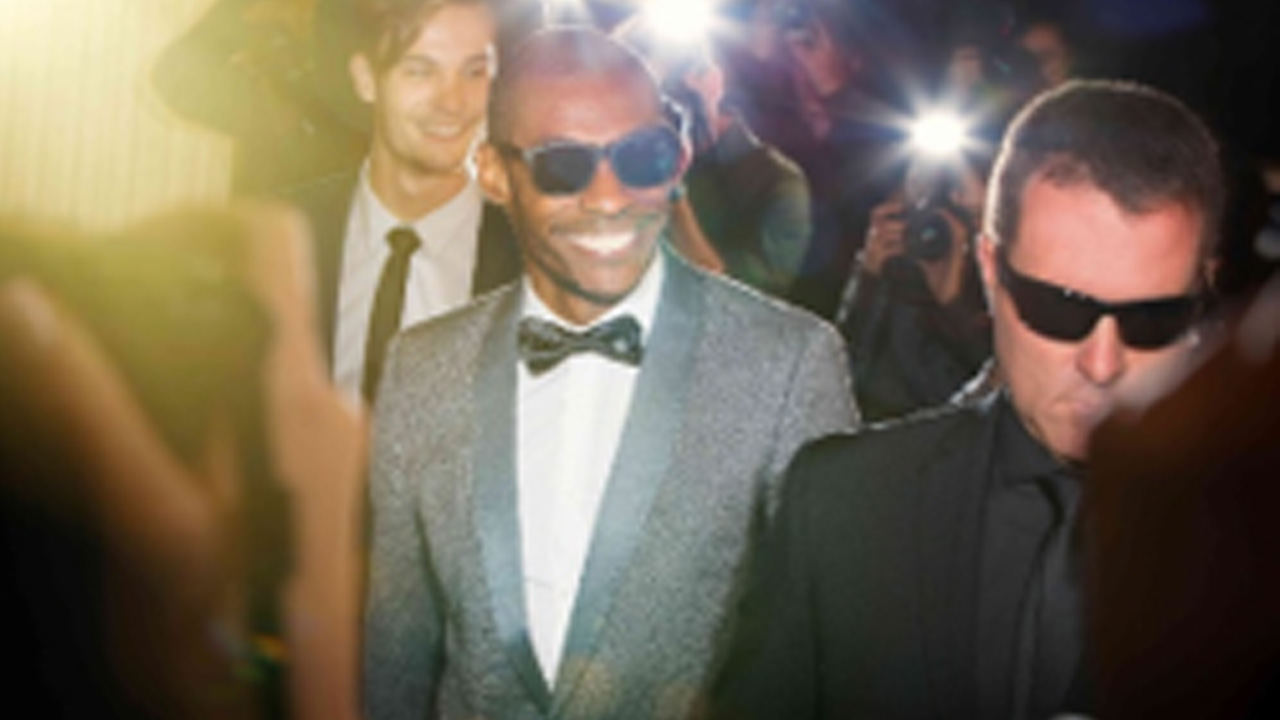 Celebrity being photographed